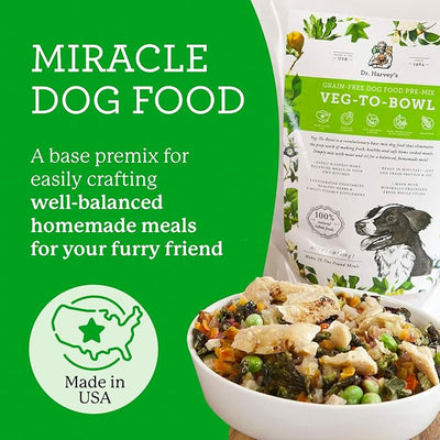 Dr. Harvey's Veg-to-Bowl Dog Food, Human Grade Dehydrated Base Mix for Dogs, Grain Free Holistic Mix, Trial Size (6.5 Oz)