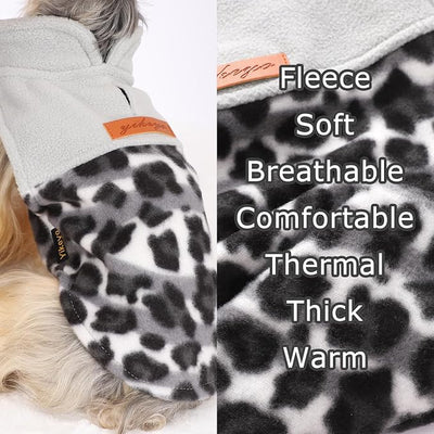 Gray Leopard Print Dog Sweater Dog Sweaters for Small Dogs Girl Boy Fleece Puppy Sweater Warm Soft Pet Holiday Clothes for Small Cats and Dogs Chihuahua Sweaters