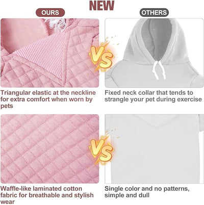 BEAUTYZOO Small Dog Hoodie Sweater with Pockets, Dog Clothes for Small Medium Dogs Boy Girl, Waffle-like Laminated Cotton Pet Coats with Hat and Leash Hole, All Weather Coat for Puppy Doggie Chihuahua