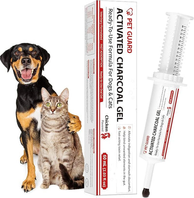 Activated Charcoal for Dogs & Cats, Chicken Flavored Emergency Activated Charcoal Paste, Aid Digestion & Rapid Adsorption, 60ml