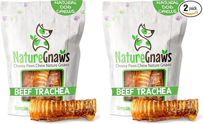 Nature Gnaws Beef Trachea Chews for Dogs 6" (6 Count) - Long Lasting Natural Crunchy Dog Chew Bones - Rawhide Free (Pack of 2)