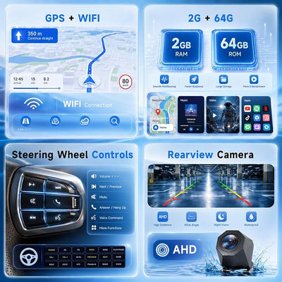 Hodozzy 4G+64G Android Car Stereo for VW Jetta Passat Golf Beetle Polo Caddy Tiguan Touran SEAT Skoda,7 Inch Touchscreen with Wireless Carplay Android Auto GPS WiFi Bluetooth FM/RDS DSP Canbus Camera