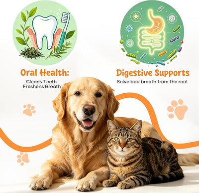 Dog Dental Powder for Teeth Cleaning - Dog Dental Care, Plaque & Tartar Remover for Teeth, Fresh Mint Breath Freshener, Probiotics Dental Powder - No Brushing Oral Care Support(150g)