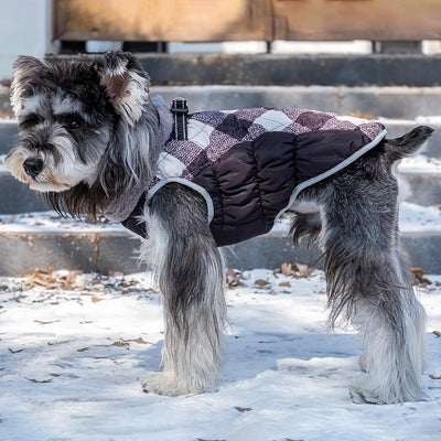 CuteBone Black Checkerboard Waterproof Winter Coat with Harness, Reflective Warm Dog Jacket with Zipper for Cold Weather, Snowsuit for Medium Large Dogs YRFN18XL