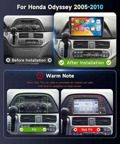 5Ghz WiFi Car Radio Stereo for Honda Odyssey 2005-2010 2+64G, 10.1" Touch Screen/Android 15/Wireless CarPlay/Android Auto/DSP EQ/GPS Navigation/Bluetooth/FM/RDS/SWC/HD Backup Camera