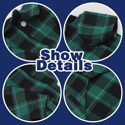 Paiaite Plaid Dog Shirt: Classic CheckeGreen Style in Pure Cotton for Large, Medium, and Small Breeds, Comfort, Breathability, and Elegance. Perfect for Everyday Wear, and Photoshoots Green XL