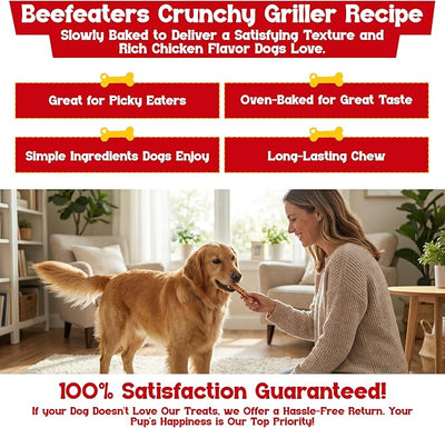 Beefeaters Chicken Grillers Dog Treats 2.22oz (Pack of 12), Real Chicken Dog Treats, Oven-Baked, Dental Health Benefits, Low Fat, High-Protein, Grain-Free, Training & Reward Treats for All Dog Sizes