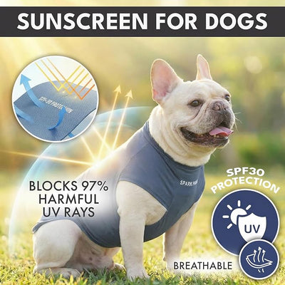 Spark Paws Sunblock Dog T-Shirt, SPF30 Protection, Lightweight Breathable Quick Dry for Dogs with Sensitive Skin - Navy Blue & Dark Grey (Set of 2) - Size 4XL