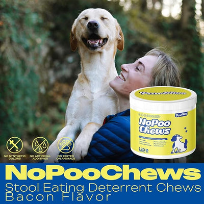 No Poo Chews for Dogs – Stop Stool Eating with Coprophagia Deterrent – Probiotic & Enzyme Soft Chews – Digestive & Breath Support – 120 Bacon-Flavored Chews
