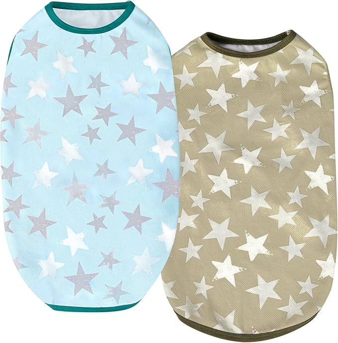 Dog Cooling Shirts, Uadonile 2pcs Dog Summer Clothes Pet Hawaiian Vest Breathable Lightweight Quick Dry, Doggie Cooling T-Shirts for Beach, Hiking, Walking, 2pack (Star, XS)