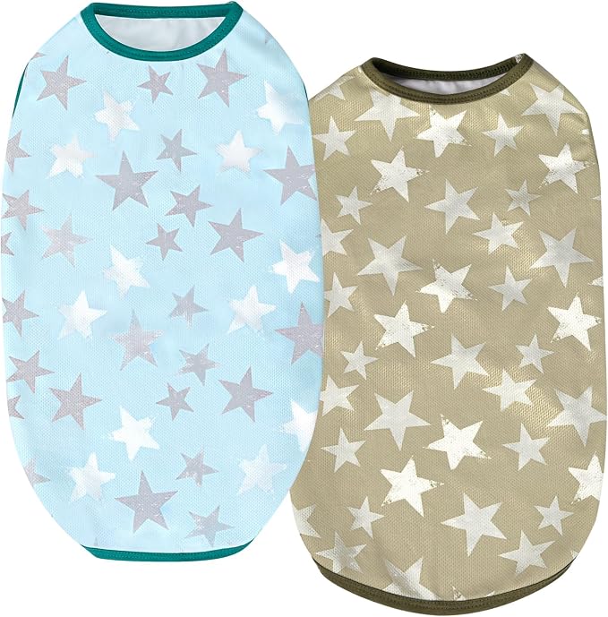 Dog Cooling Shirts, Uadonile 2pcs Dog Summer Clothes Pet Hawaiian Vest Breathable Lightweight Quick Dry, Doggie Cooling T-Shirts for Beach, Hiking, Walking, 2pack(Star, XXL)