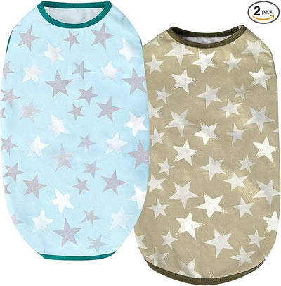 Dog Cooling Shirts, Uadonile 2pcs Dog Summer Clothes Pet Hawaiian Vest Breathable Lightweight Quick Dry, Doggie Cooling T-Shirts for Beach, Hiking, Walking, 2pack (Star, S)