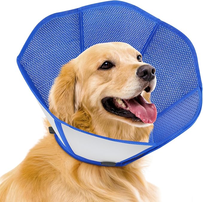 Upraded Dog Cone Collar After Surgery, Adjustable Soft Dog Cone, Soft Inner & Sturdy Protective Recovery Elizabethan Collar for Dogs to Stop Licking Wounds (XS)