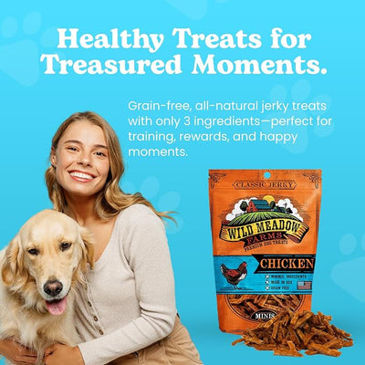 Classic Chicken Minis, Soft Jerky Training Treats for Dogs, Grain-Free, All-Natural & Perfectly Sized for Training, High-Value Rewards in a Convenient 3.5 Ounce Pouch