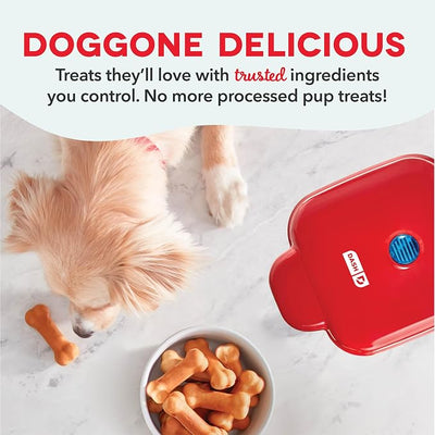 Dash Mini Dog Treat Maker - DIY Bone-Shaped Treats - Personalized Dog Gifts - Easy to Clean - 6 Bones, Red