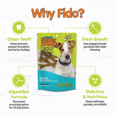 Fido Super Breath Dental Care Bones for Dogs, Small - 13 Count, Pack of 3 - Fresh Breath Dog Dental Treats for Small Dogs - Plaque & Tartar Control - Made in USA - 39 Total