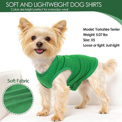2 Pack Dog Clothes for Small Dogs Boy Girl Summer Camo Puppy Clothes Pet Tshirt Dog Shirts for Small Dogs Cats Apparel Tank Top, for Chihuahuas Yorkies Toy Poodle, Green Camouflage + Solid (XS)