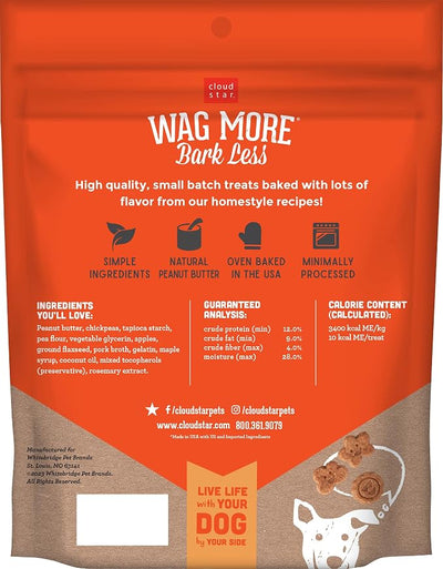 Cloud Star Corp, Wag More Bark Less Soft & Chewy Grain Free Peanut Butter & Apples Dog Treats (Pack of 12)