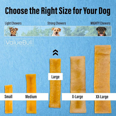ValueBull Himalayan Yak Cheese Dog Chews, Large, 25 ct Bulk Pack - Long Lasting for Aggressive Chewers, All Natural, Healthy & Safe, Low Odor Nepal Yak Milk Chews