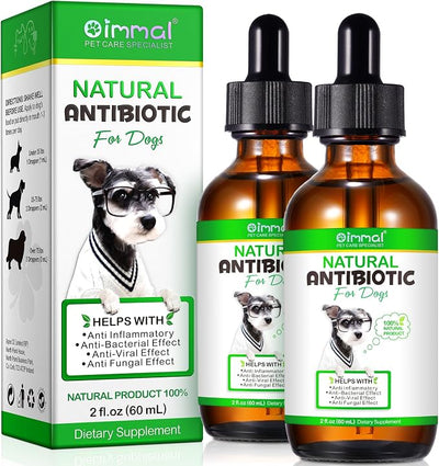 Antibiotics for Dogs, Natural Dog Antibiotics Supports Dog Allergy and Itch Relief, Dog Supplies Antibiotics, Dog Multivitamin for Pets, Bacon Flavor - 60ml x 2