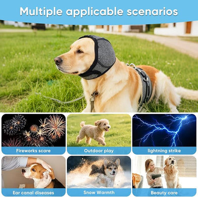 Dog Calming Hoodie,Ear Wrap Hematoma for Dogs,Dog Ear Muffs Noise Protection, Adjustable Head Cover for Anxiety Relief (Grey, Small(Head Circle:10"-15",Weight:17-39 lb))