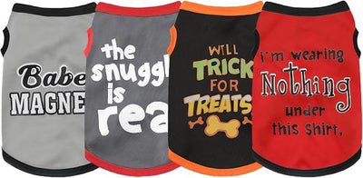 Elevate Your Pet's Seasonal Style with Playful Panache: 4-Piece Set of Dog Shirts Featuring Hilarious Printed Patterns for Airy Comfort in Summer and Fall Classic Set 1 XX-Large
