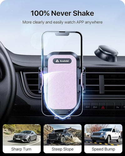 andobil 2026 Upgraded Car Phone Holder Mount, Military-Grade Phone Holders for Your Car Vent Stable Metal Clip Universal 360° Cell Phone Car Mount for iPhone 17 Pro Max 16/15/14/13/12/ Samsung, Purple
