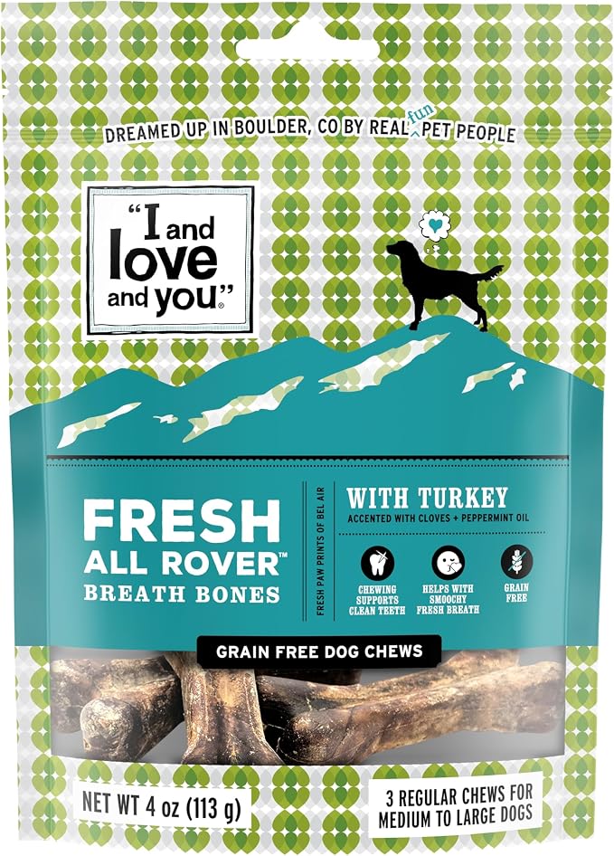 I and love and you Fresh all Rover Breath Bones - Sweet Potato - Dental Health Support, Grain Free, Filler Free, 5pk Size Small
