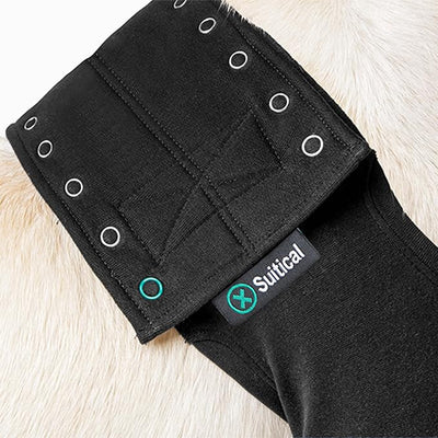 Suitical Recovery Double Sleeve for Dogs - Front Leg Protection for Post-Surgery, Skin Issues, Hot Spots - Adjustable Double Dog Leg Sleeve to Prevent Licking - XL Black - Chest 31.5-40.9 in