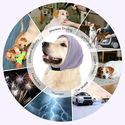 Dog Ear Muffs Noise Reducing Protection, Ear Cover Wraps for Dogs Bath Grooming Drying Swimming Warm Winter,Adjustable Dog Calming Hoodie for Hematoma Anxiety Firework Thunder Sleeping Shower Cap (SP)