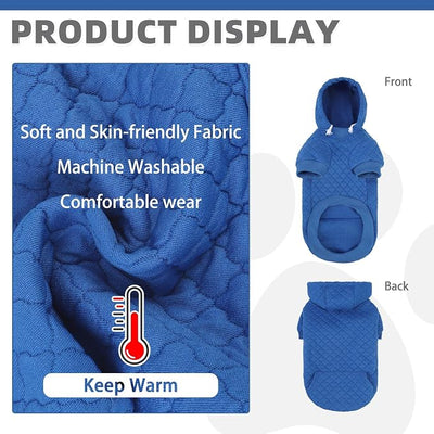 KOOLTAIL Dog Hoodie for Small Medium Large Dogs, Ultra-Warm & Soft Winter Fall Fleece Dog Hooded Sweatshirt Clothes Sweater, Lightweight Pullover Coat for Boy Girl Bulldog Pitbull Puppy Cats,Blue S-M