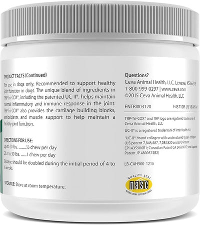 TRP-Tri-COX Mini Soft Chews for Dogs, Hip & Joint Support Supplement with Glucosamine, MSM, UC-II Collagen & Omega-3s, Mobility & Joint Health for Dogs, 120 Soft Chews