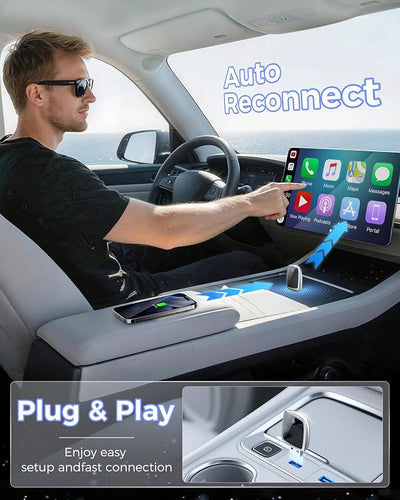 Wireless CarPlay Adapter for Apple iPhone（2026 Upgrade）- Convert Wired CarPlay to CarPlay Wireless Adapter, Stable Connection Compatible with OEM Wired CarPlay Vehicles & iOS 10+(White