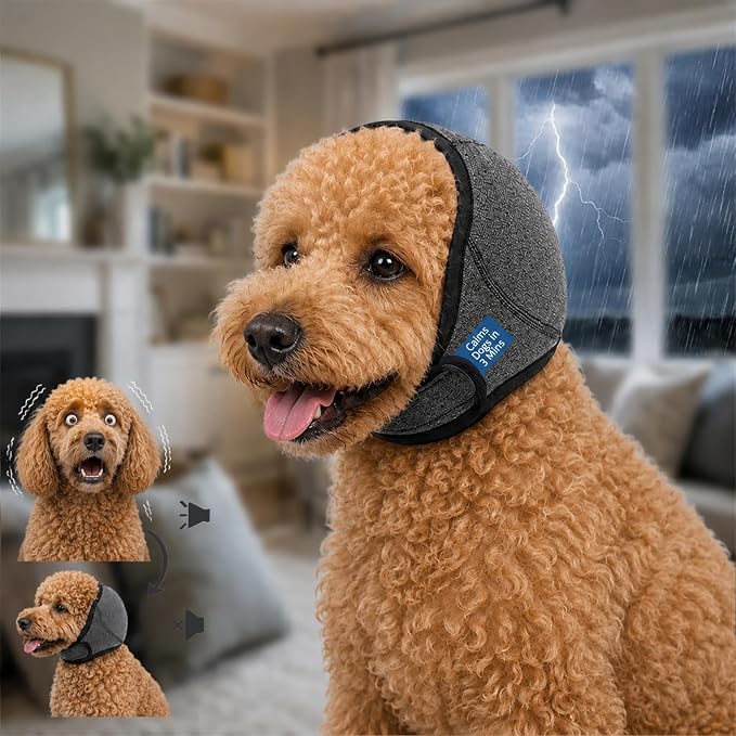 HOFi Noise-Protection Ear Covers for Dog: Calms Dogs in 3 Minutes by Reducing Loud Noise During Fireworks/Thunderstorms/Vet Visits - Anxiety Relief for Small Breeds Dachshund/Pomeranian/Frenchie