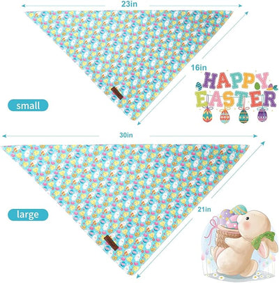 Easter Dog Bandana - Playful Blue Egg Hunt Dog Neck Scarf, Soft Spring Pet Bib for Medium Large Dogs, Easter Photo Dogs Cats Prop for Daily Use Parties & Pet Photography L