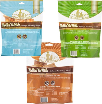 Fieldcrest Farms Nothing to Hide Natural Rawhide Alternative Flip Chips for Dogs - 3 Pack Bundle & Magnet (Chicken, Beef, Peanut Butter) Premium Easily Digestible Chews Great for Dental Health