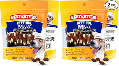 Beefeaters Dog Treats - Beefhide Kabobs 28oz Baked | Dog Food with Real Chicken, Liver & Sweet Potato | Long-Lasting Chew | Promotes Dental Health | Dog Training Treats for All Dog Sizes (Pack of 2)