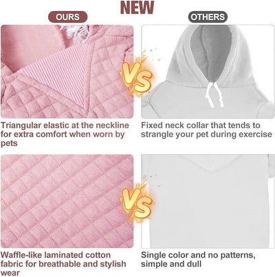 BEAUTYZOO Small Dog Hoodie Sweater with Pockets, Dog Clothes for Small Medium Dogs Boy Girl, Waffle-Like Laminated Cotton Pet Coats with Hat and Leash Hole, Pink XL