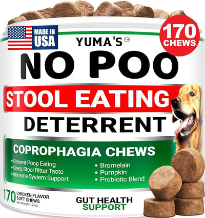 No Poo Chews for Dogs - Coprophagia No Poop Eating Deterrent for Dogs - Stop Eating Poop for Canine - Probiotics & Digestive Enzymes Supplement - Made in USA