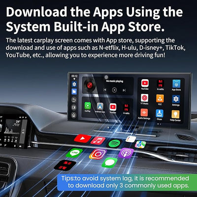 Largest 11.5 inch Wireless CarPlay Screen for Car,Built-in N-etflix/YouTube/TikTok and other apps,A-pple CarPlay & Android Auto screen with1080P Backup Camera/Navigation/Voice Control,for All Vehicles