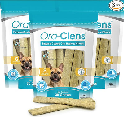 Oral Hygiene Chews for Small Dogs – Enzymatic Dental Treats for Daily Oral Care, Helps Clean Teeth & Freshen Breath, Supports Plaque & Tartar Control – 30 Chews (3 Pack)