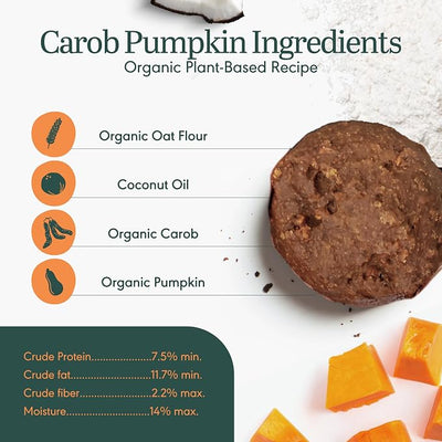 BRAMBLE Organic Dog Treats. Everyday Carob & Pumpkin Human Grade, Made with Real Ingredients, Soft & Chewy Dog Cookies. Wheat-Free Plant-Based. 8 oz