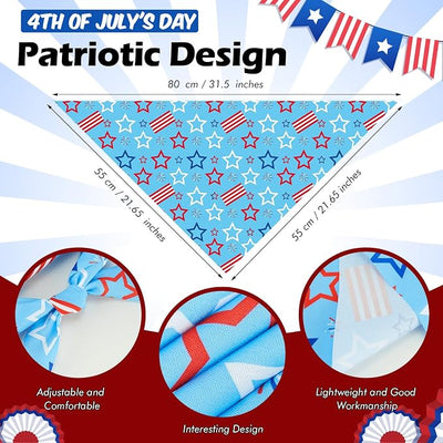 Weewooday 50 Pcs 4th of July Dog Bandanas Bulk for 1776 Patriotic 250th Anniversary Star Red White and Blue Independence Day Flag Scarf for Small Medium Large Outfit(Star, 31.5 x 21.7 X21.7 Inch)