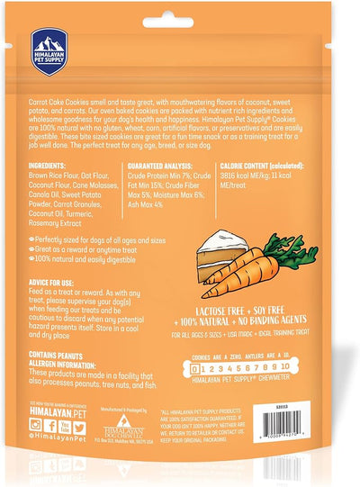 Carrot Cake Cookies|Lactose Free - Soy Free - Gluten Free - Wheat Free | USA Made | for All Breeds | 14 oz of All Natural, Baked, Crunchy Goodness