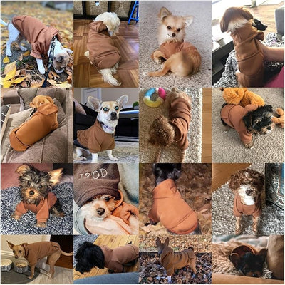 Jecikelon Soft Dog Hoodies for Small Dogs, Fleece Puppy Sweatshirt with Pockets, Warm Winter Cold Weather Coats for Pet Cat, Cute Clothes Puppy Costume (Coffee, X-Small)