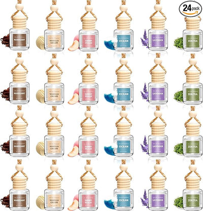 AROIC 24 Pack Car Air Freshener Diffuser, Long Lasting Hanging Fragrance Fresheners Set, Essential Oil Diffuser Scents Accessories, Cute Car Interior for Women & Men