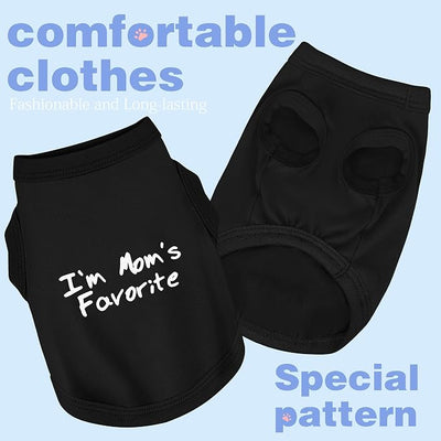 Cozy Sleeveless Canine Wear Dog Clothes, Soft, Lightweight, and Breathable Cotton Dog Shirt with I'm Mom's Favorite Print.Vest Tank Top Ideal for Small, Medium, and Large Breeds Black S
