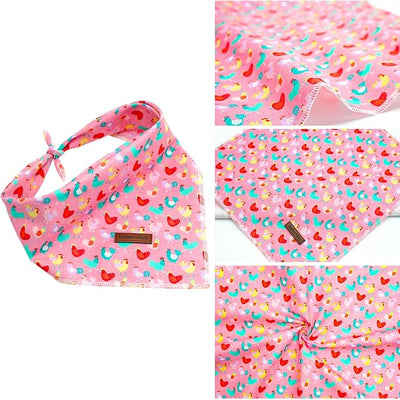 Lionheart glory Easter Dog Bandana Dog Kerchief 1 Pack Washable Soft Comfortable Dog Scarf, Square Adjustable Girl or Boy Easter Chickens Dog Bandanas for Small Dogs Puppy