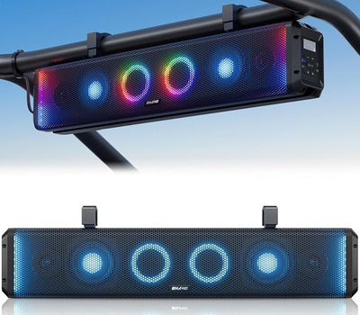 Ehaho 26 Inch UTV Sound Bar, IP66 Waterproof Bluetooth Golf Cart Sound Bar, ATV SoundBar with RGB Lighting, Amplified Powersports SXS SoundBar, UTV Speakers Compatible with Polaris RZR Can-Am