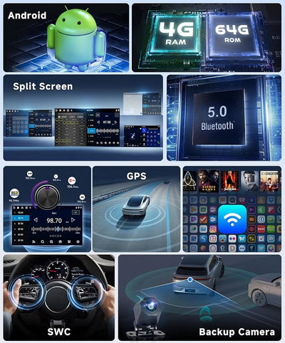 4 Core 4G+64G Android Car Stereo for Chrysler 200 200C 2015 2016 2017 with 9 inch 1280*720 Incell Touchscreen DSP/Wireless Carplay/Android Auto, Sellrich Radio Bluetooth 5.0 FM/RDS/EQ SWC Backup Cam